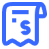 Icon of a receipt with a dollar sign and a check mark in blue.