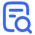 Icon of a document with lines and a magnifying glass representing search or review.