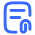 Blue icon of a document with horizontal lines and a small padlock on the lower right side.