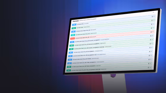 Computer monitor displaying software interface with color-coded task entries and progress indicators.