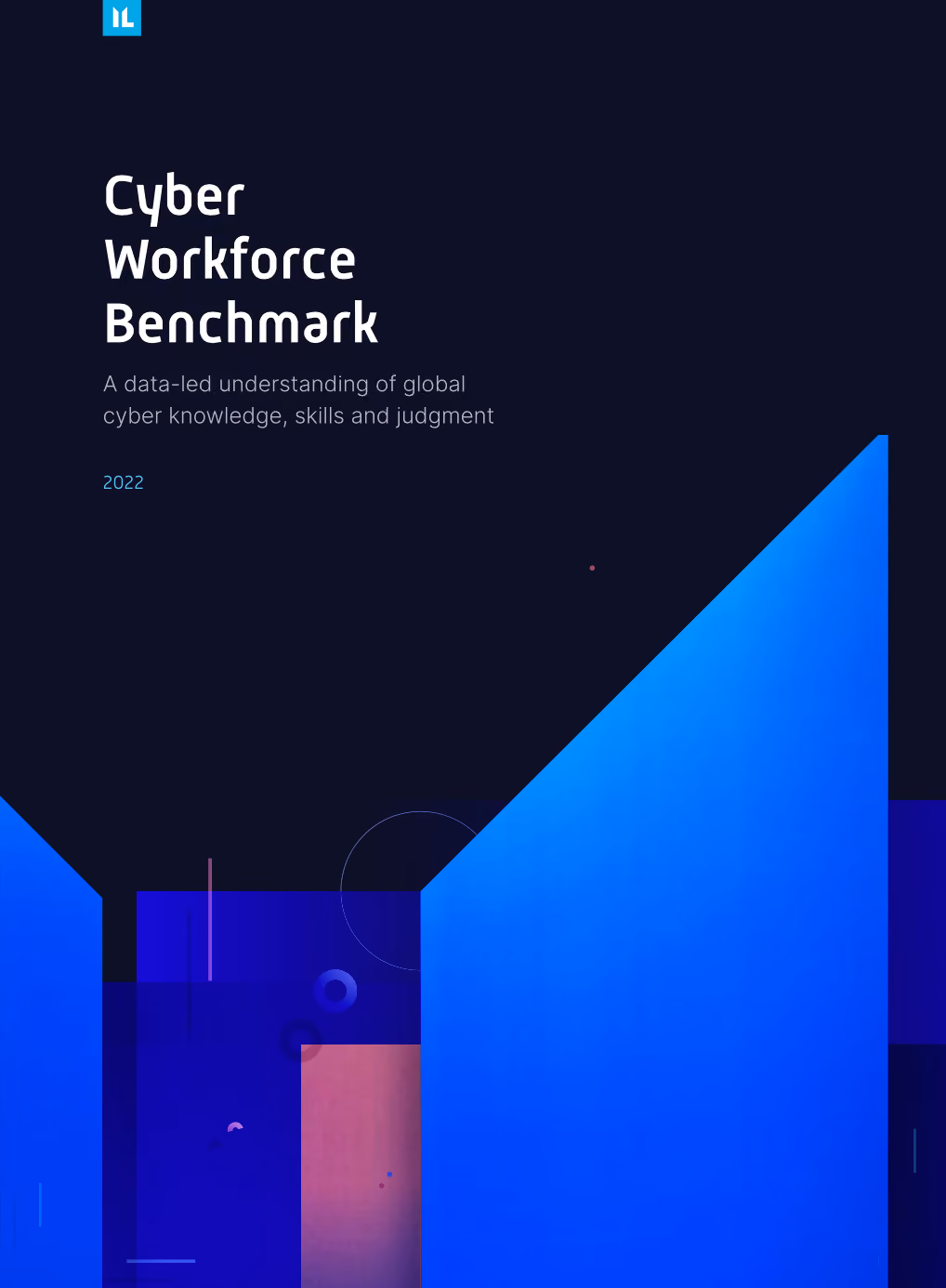 Cover page titled Cyber Workforce Benchmark with a subtitle about global cyber skills and knowledge, dated 2022.