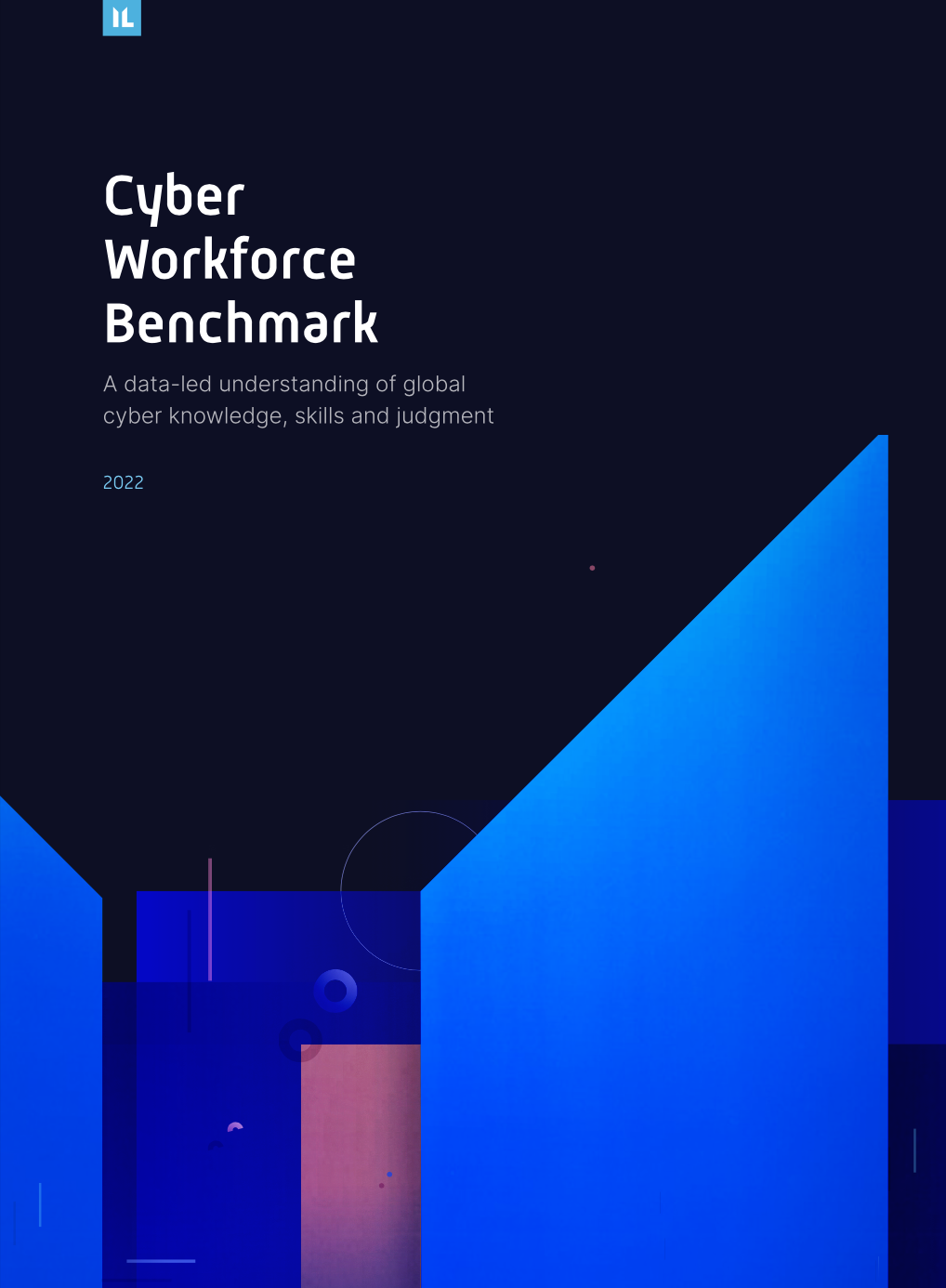 Cover page titled Cyber Workforce Benchmark with a subtitle about global cyber skills and knowledge, dated 2022.