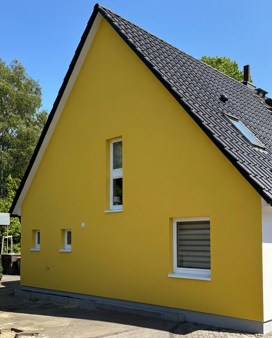 Fassadenvisualisierung: Einfamilienhaus mit Fassadenfarbe Little Greene „Mister David“