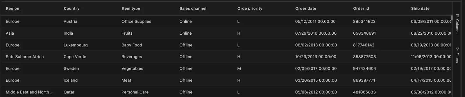 Screenshot of importing Excel data into Agile Analytics Data Explorer