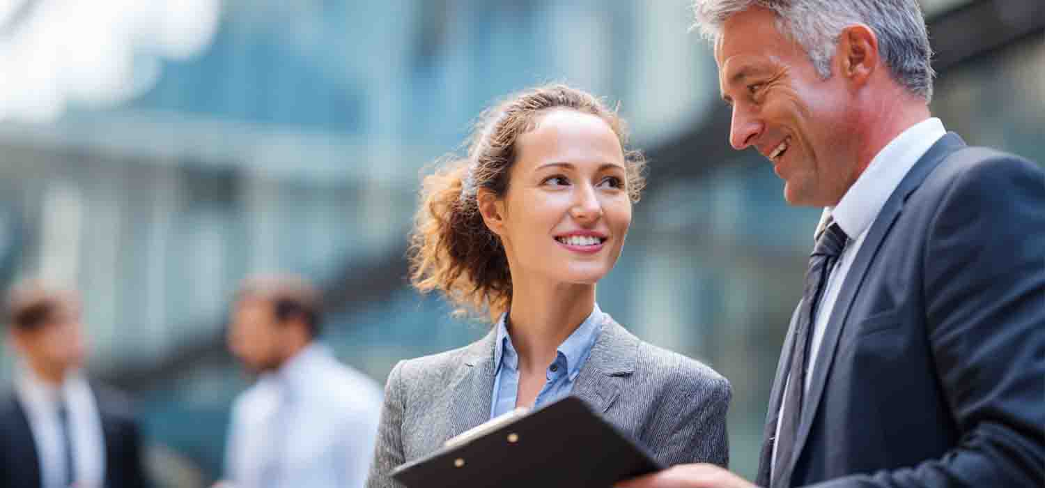 Business professionals discussing IT services in London