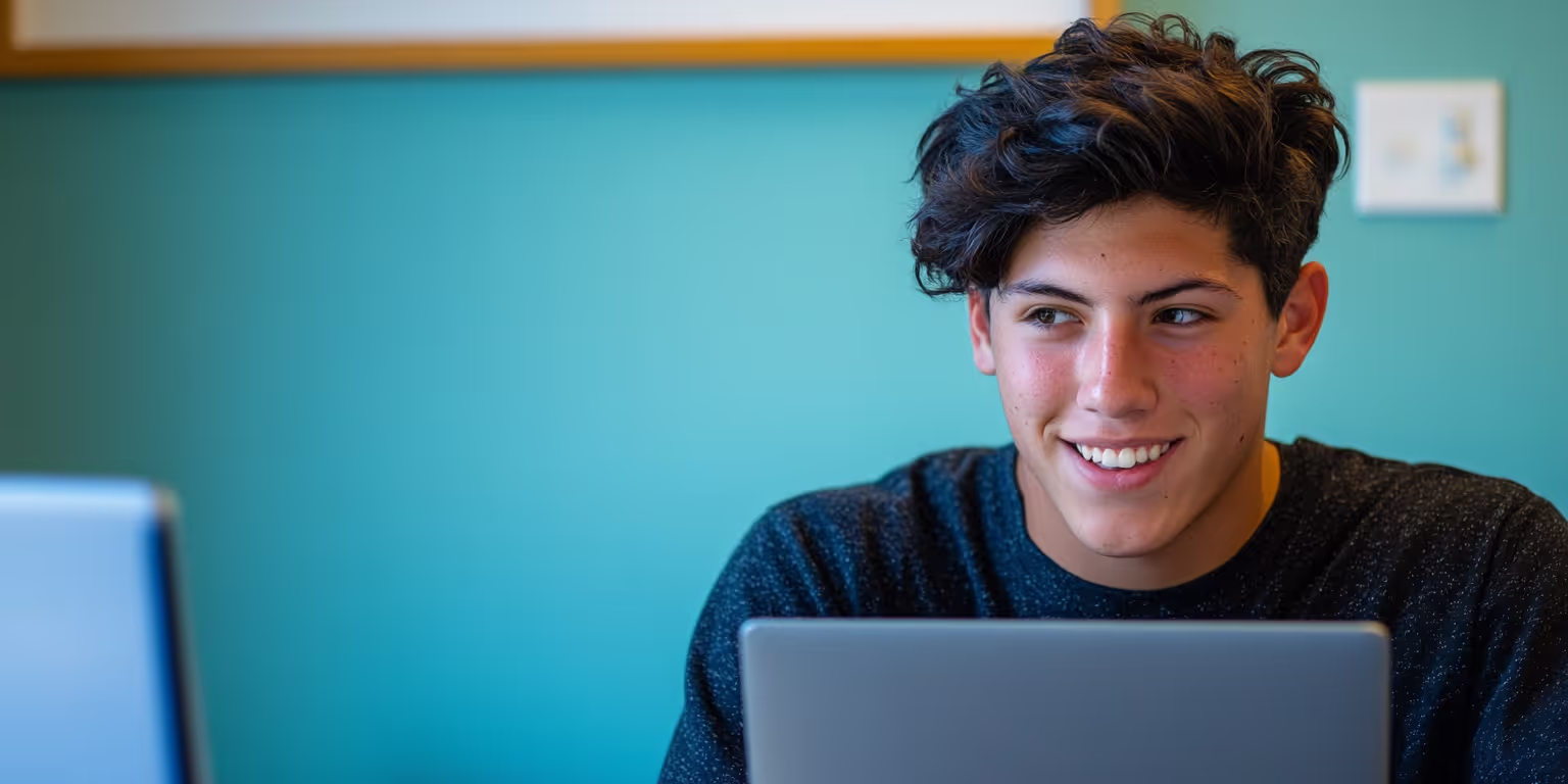 Joven trabajando con un portátil