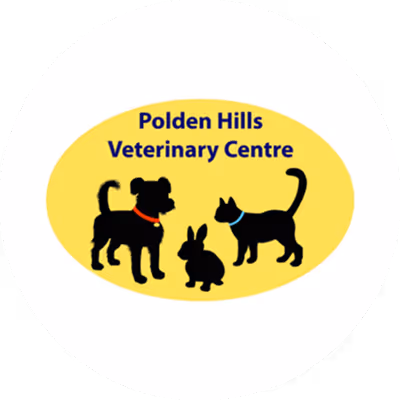Polden Hills Veterinary Centre logo featuring silhouettes of a dog, rabbit, and cat