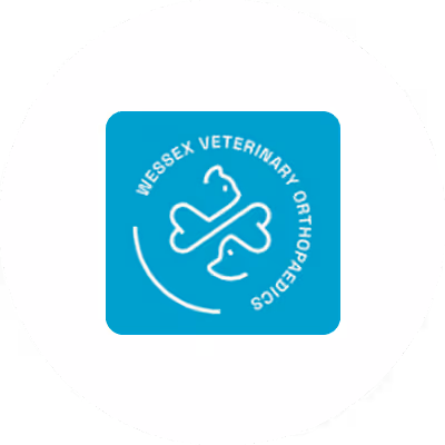Wessex Veterinary Orthopaedics logo featuring a dog, cat, and bone