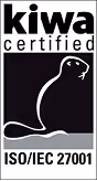 Kiwa certified ISO/IEC 27001 badge