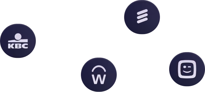 Customer and integration logos including KBC and Workday