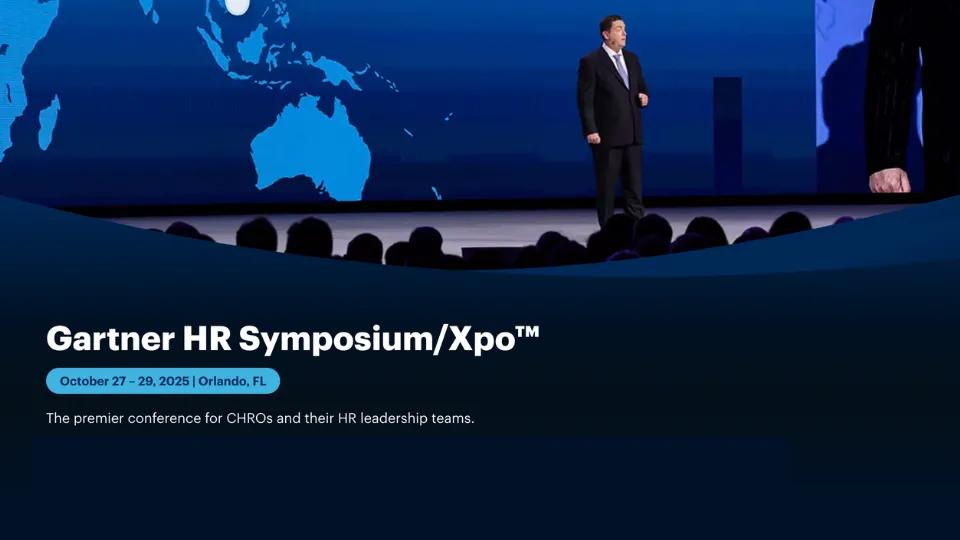 Speaker on stage at the Gartner HR Symposium/Xpo
