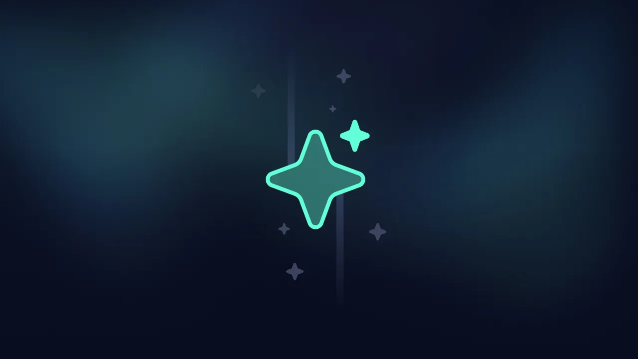 Mint four-pointed sparkle icon on a dark blue background