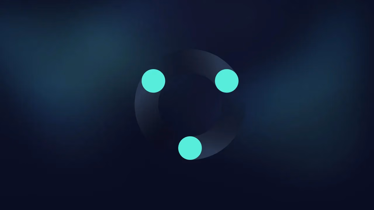 Three mint dots connected inside a dark circle