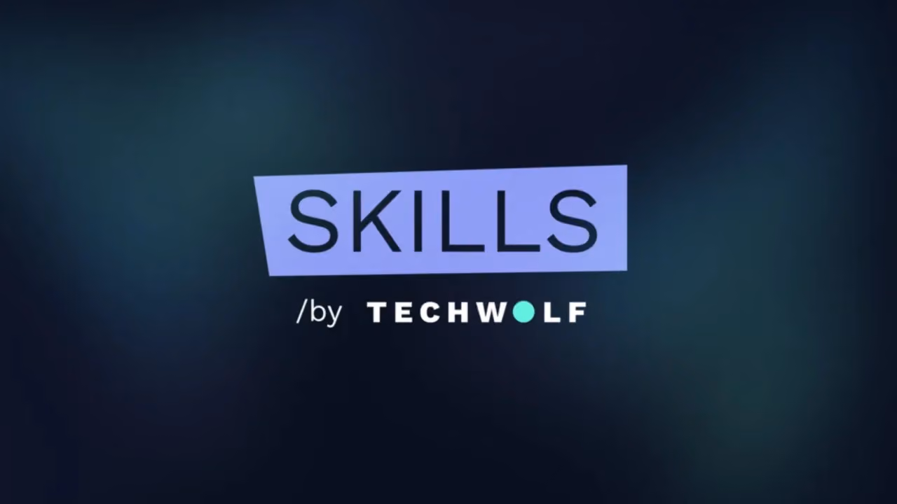 SKILLS /by TechWolf event logo on a dark teal gradient background
