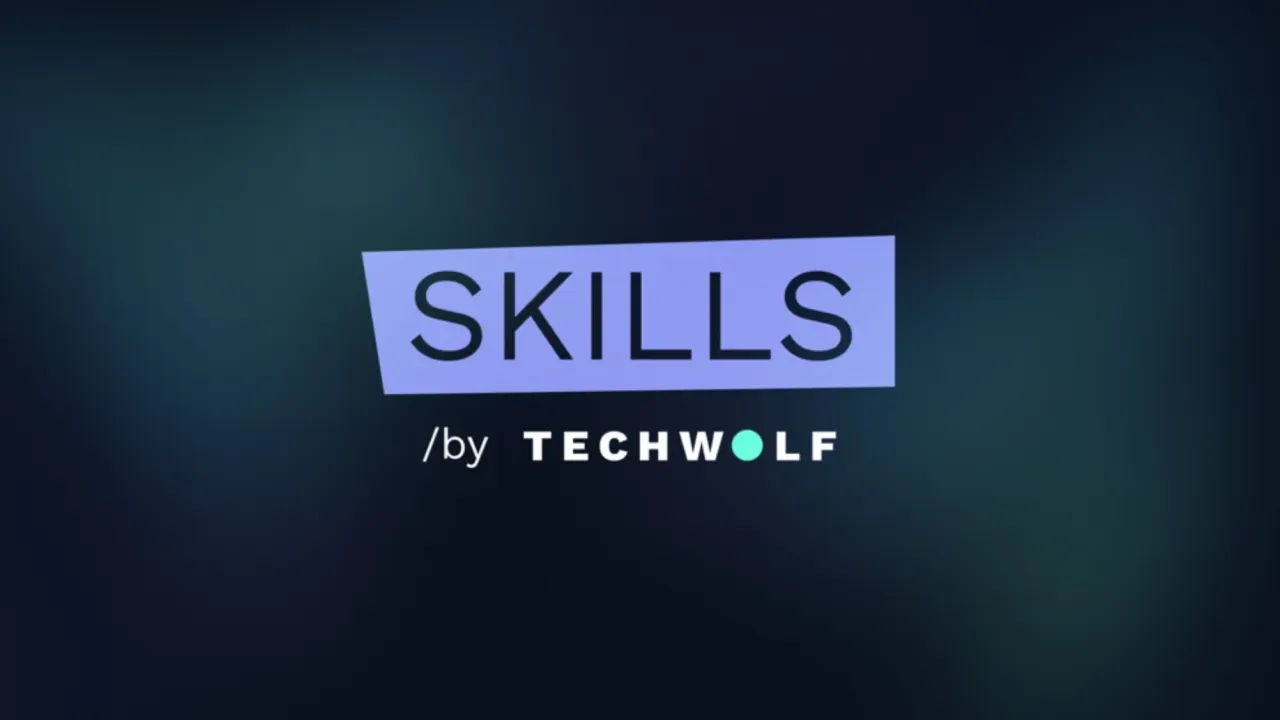 SKILLS /by TechWolf event logo on a dark teal gradient background