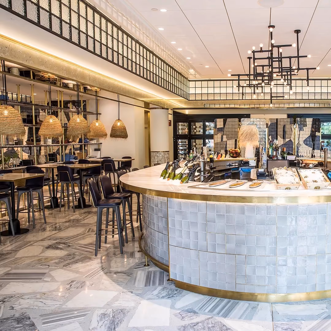 Interior of the Impar restaurant bar in Barcelona