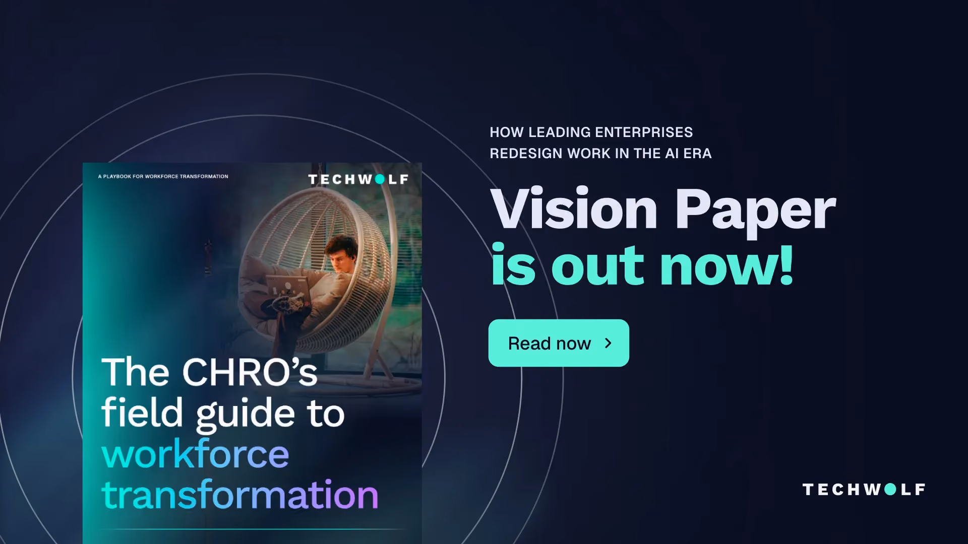 Cover of The CHRO's field guide to workforce transformation next to the text Vision Paper is out now