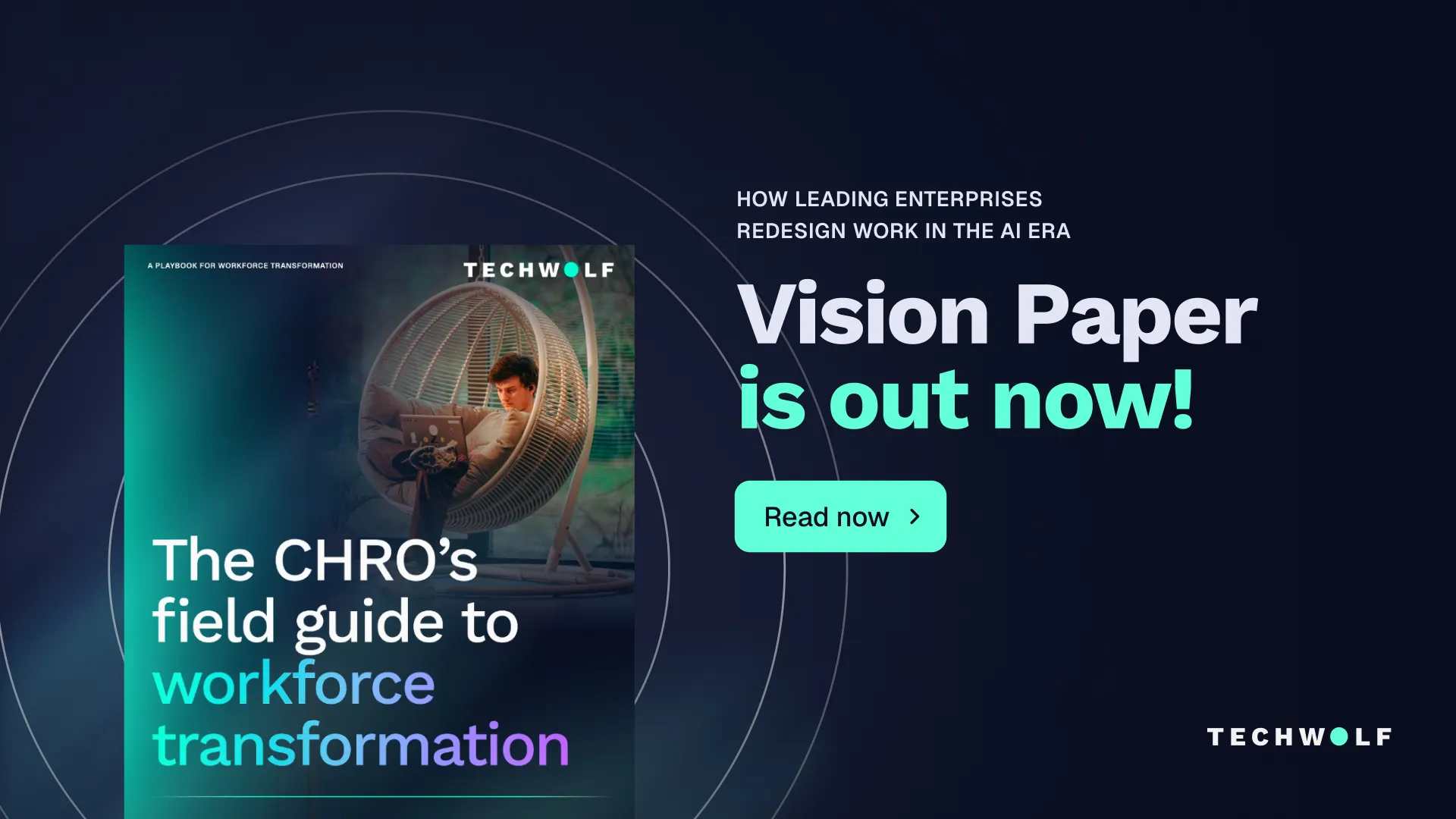 Cover of The CHRO's field guide to workforce transformation next to the text Vision Paper is out now