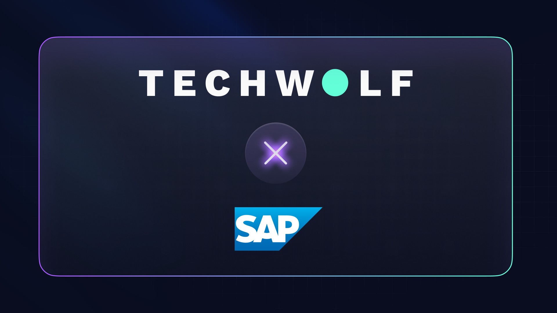 TechWolf wordmark above a purple X and the SAP logo on a dark banner