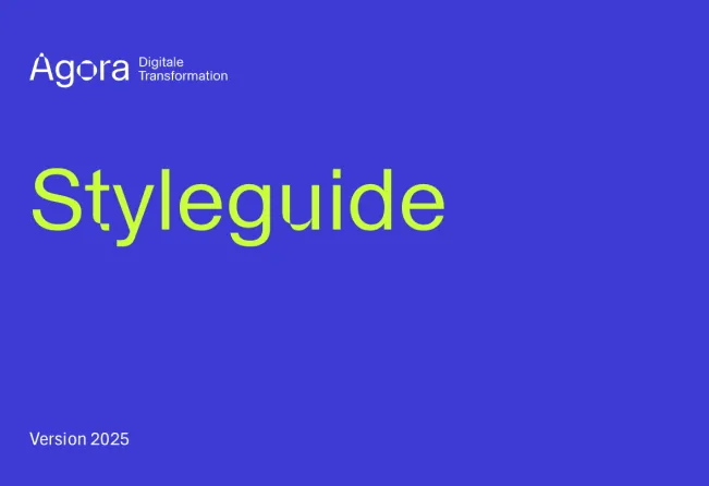 Cover des Corporate Design Katalogs für Agora Digitale Transformation gGmbH