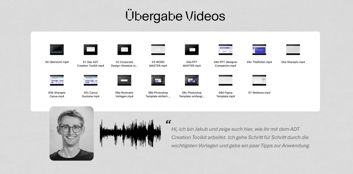 Übergabe Videodateien mit Bild und Text von Jakub