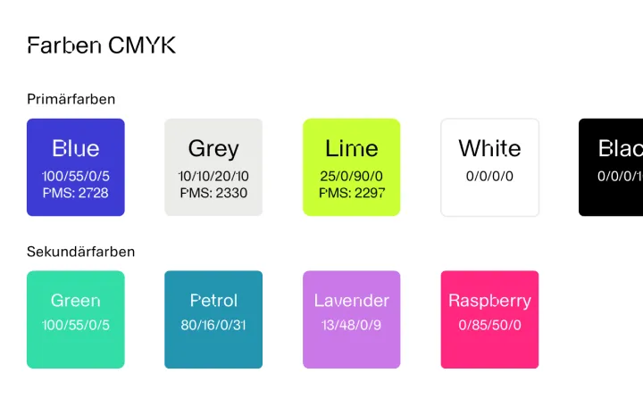 Corporate Design Farben, Primär und Sekundär