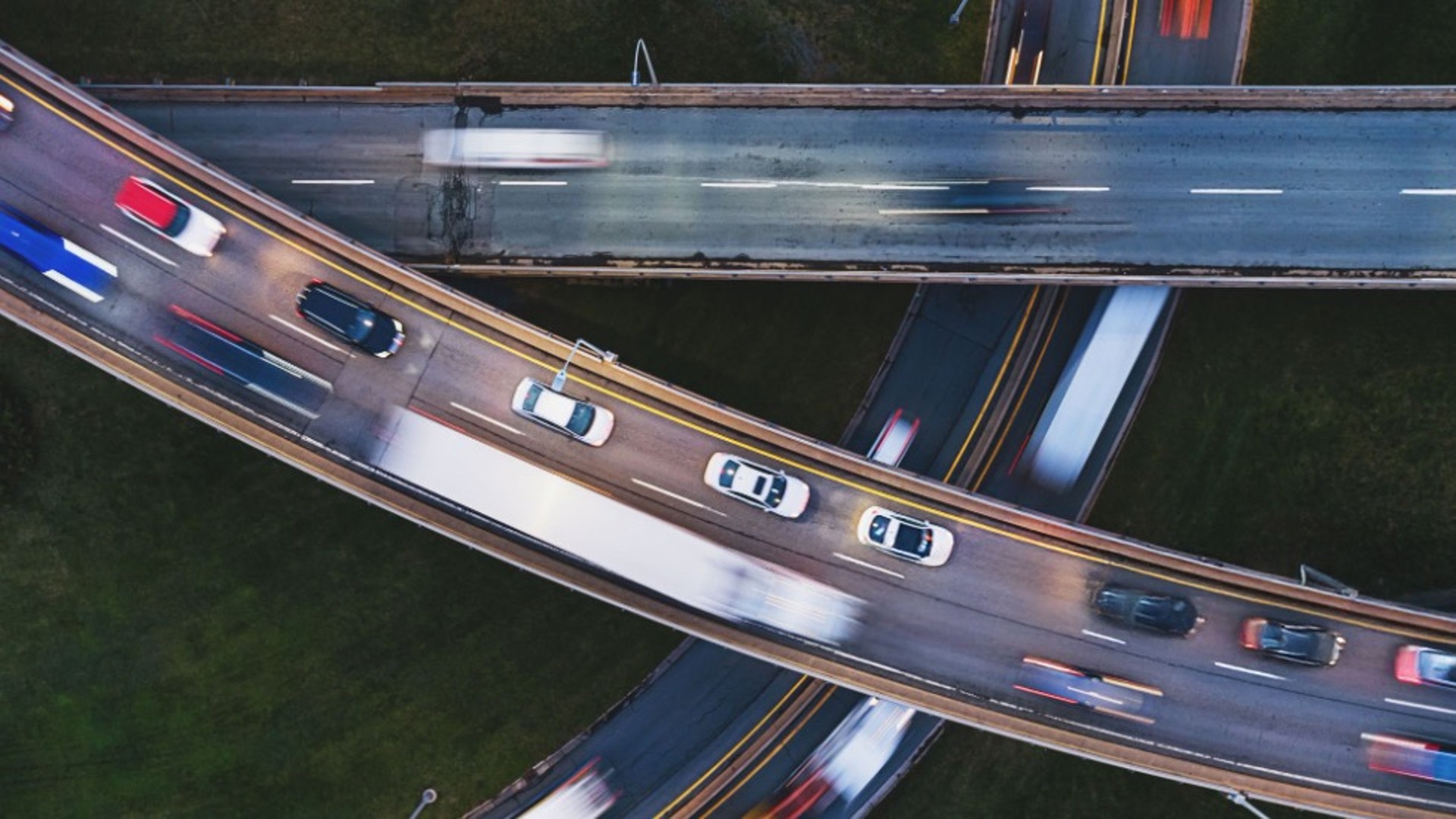 Birds eye view of vehicles on road