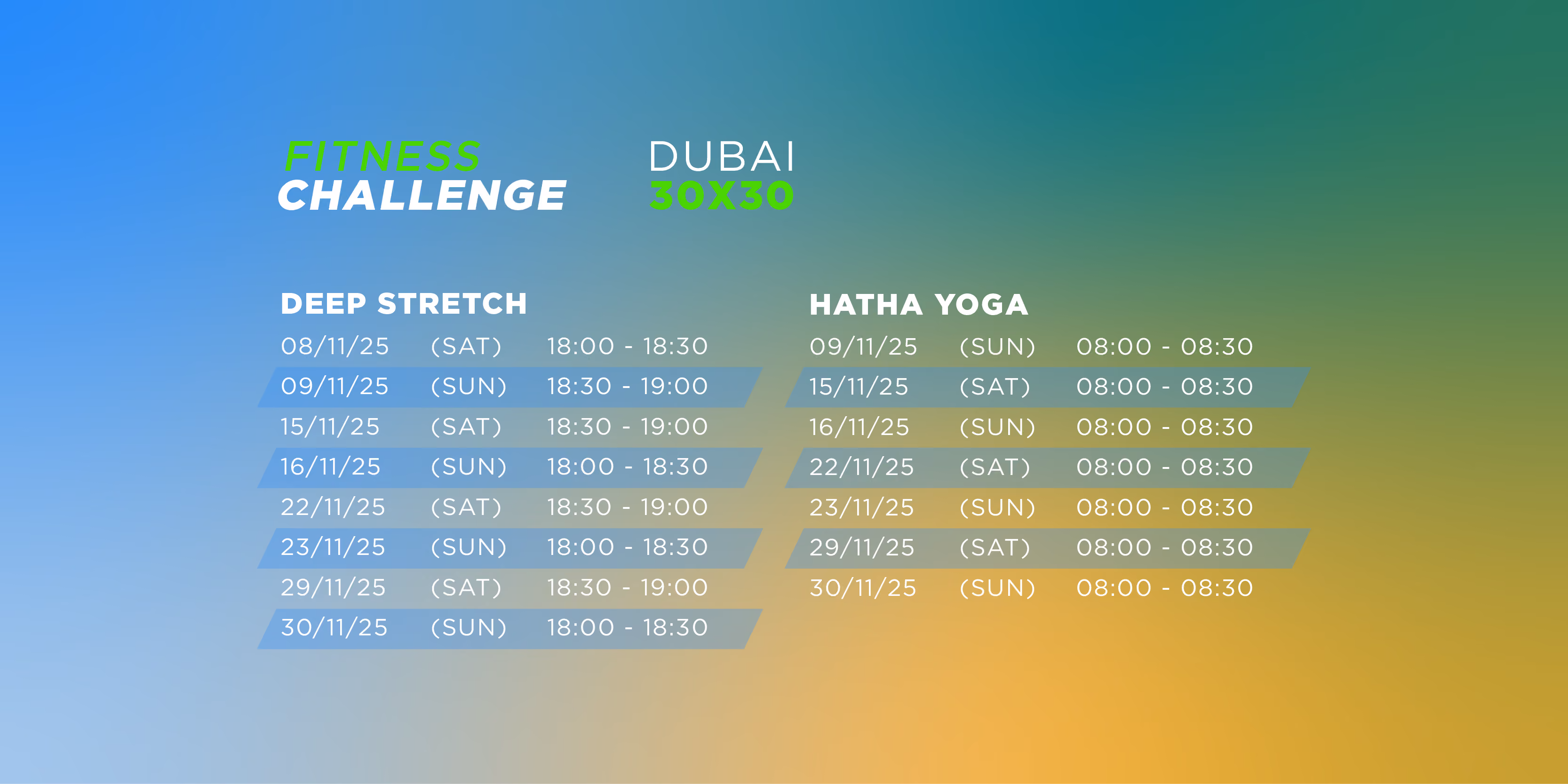 dubai fitness challenge schedule