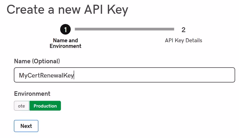 create new API key godaddy