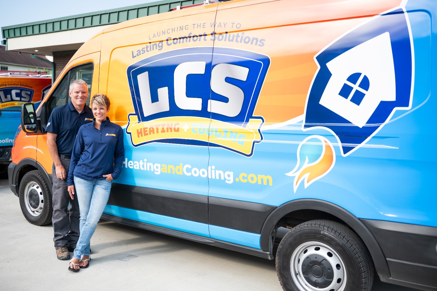 A service van of LCS Heating and Cooling