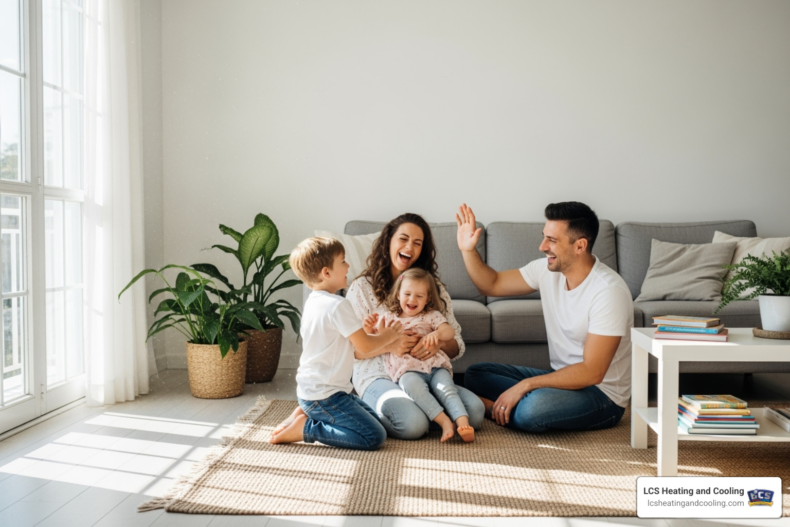 Family enjoying time together in a visibly clean home - duct cleaning indianapolis