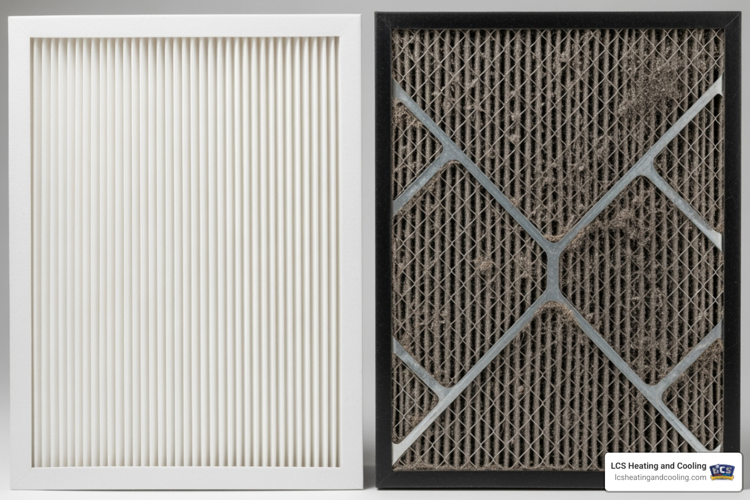 comparing a clean and a dirty furnace filter - furnace tune up