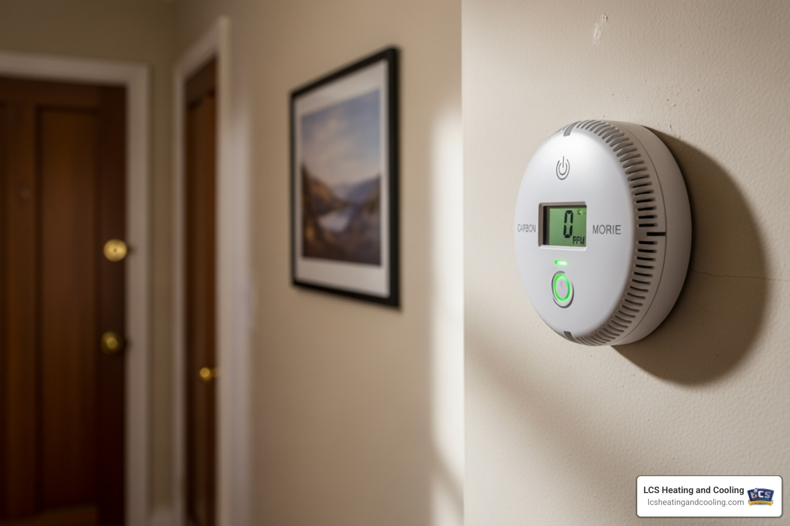 carbon monoxide detector in a hallway - furnace tune up