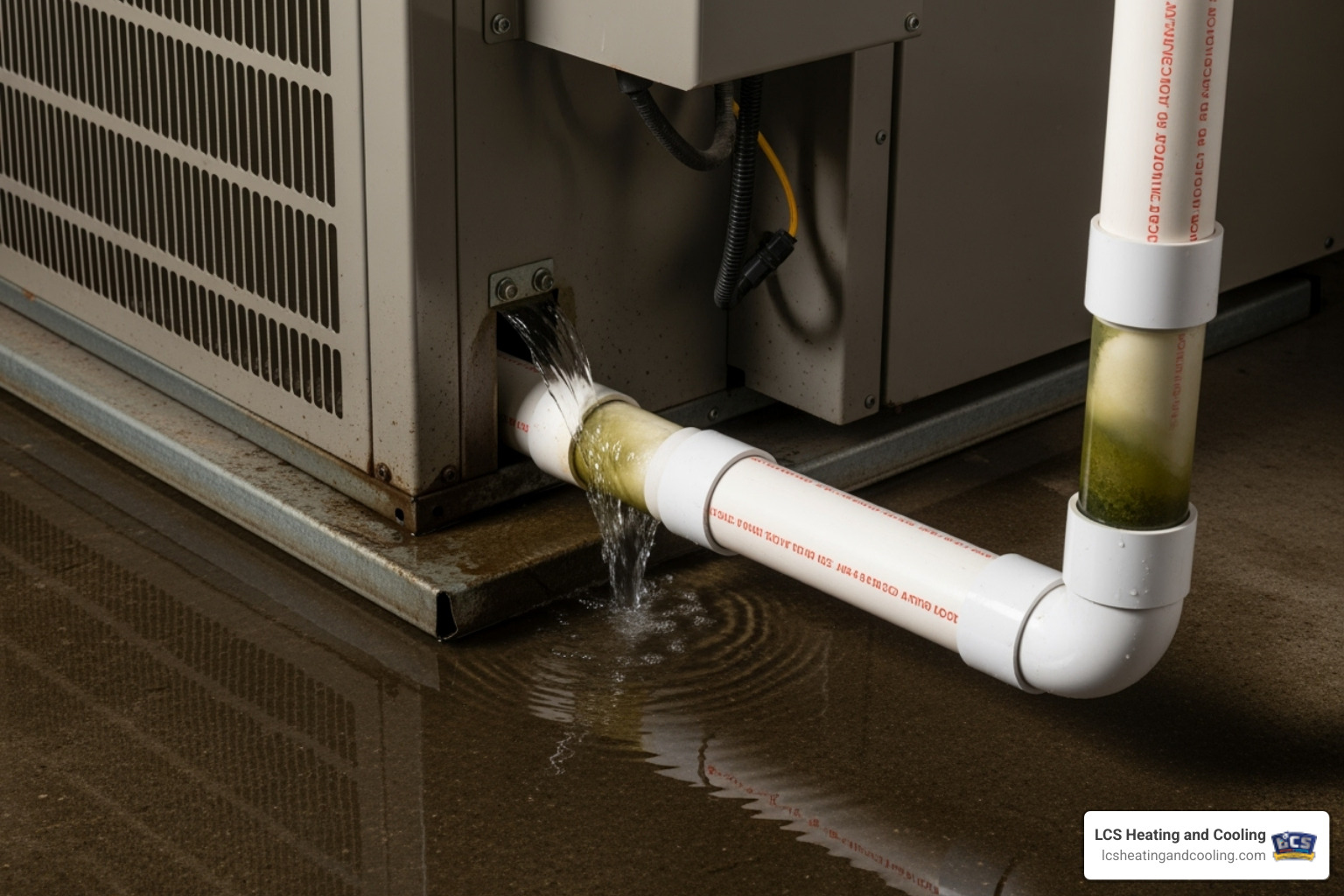 leaking indoor HVAC unit and a clogged condensate drain line - HVAC system problems