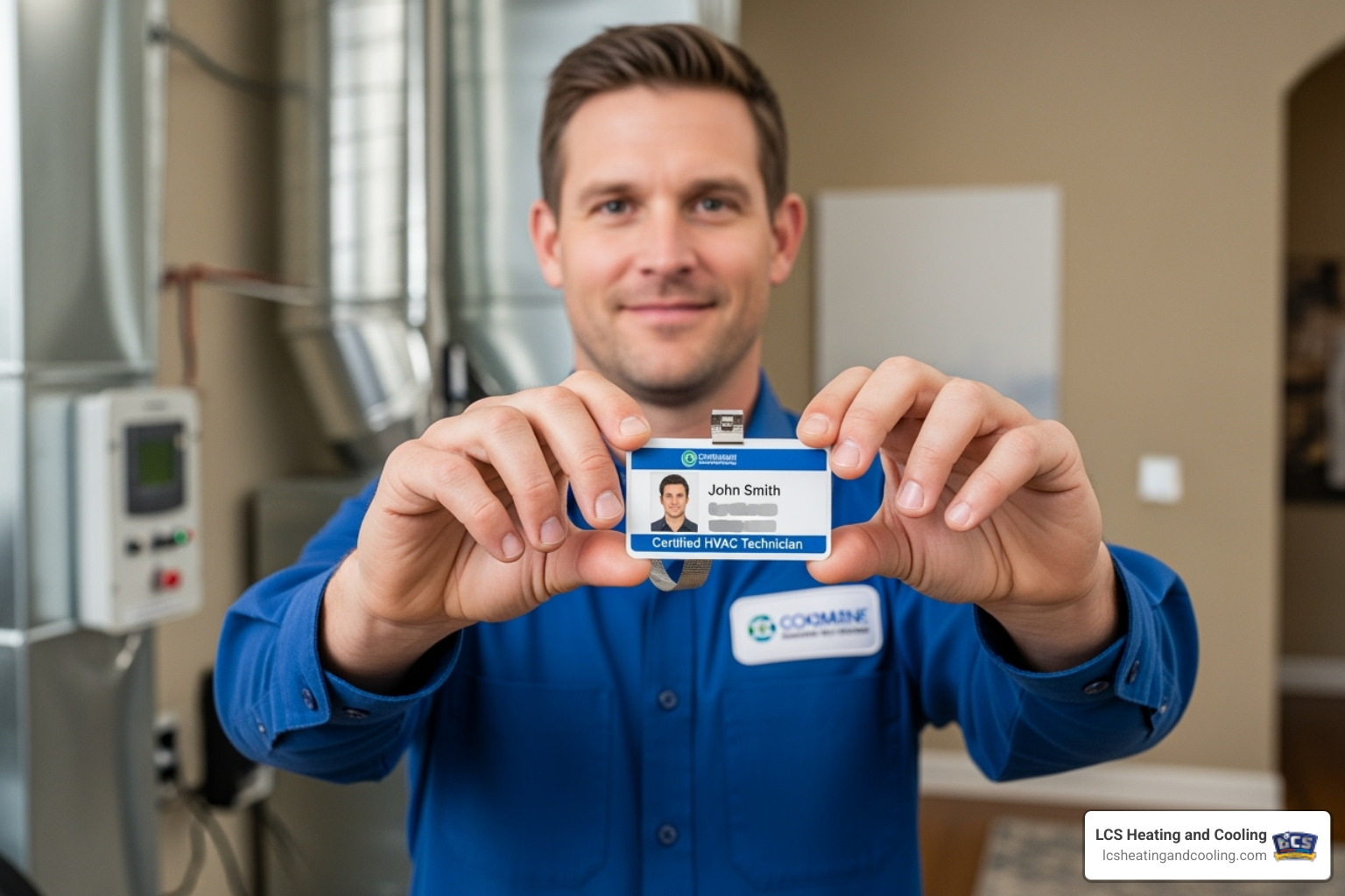 certified technician showing their credentials - HVAC system cleaning certified technician showing their credentials - HVAC system cleaning