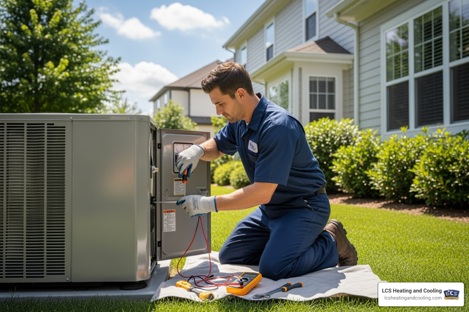 technician performing maintenance on an outdoor heat pump unit - heat pump installation carmel in technician performing maintenance on an outdoor heat pump unit - heat pump installation carmel in