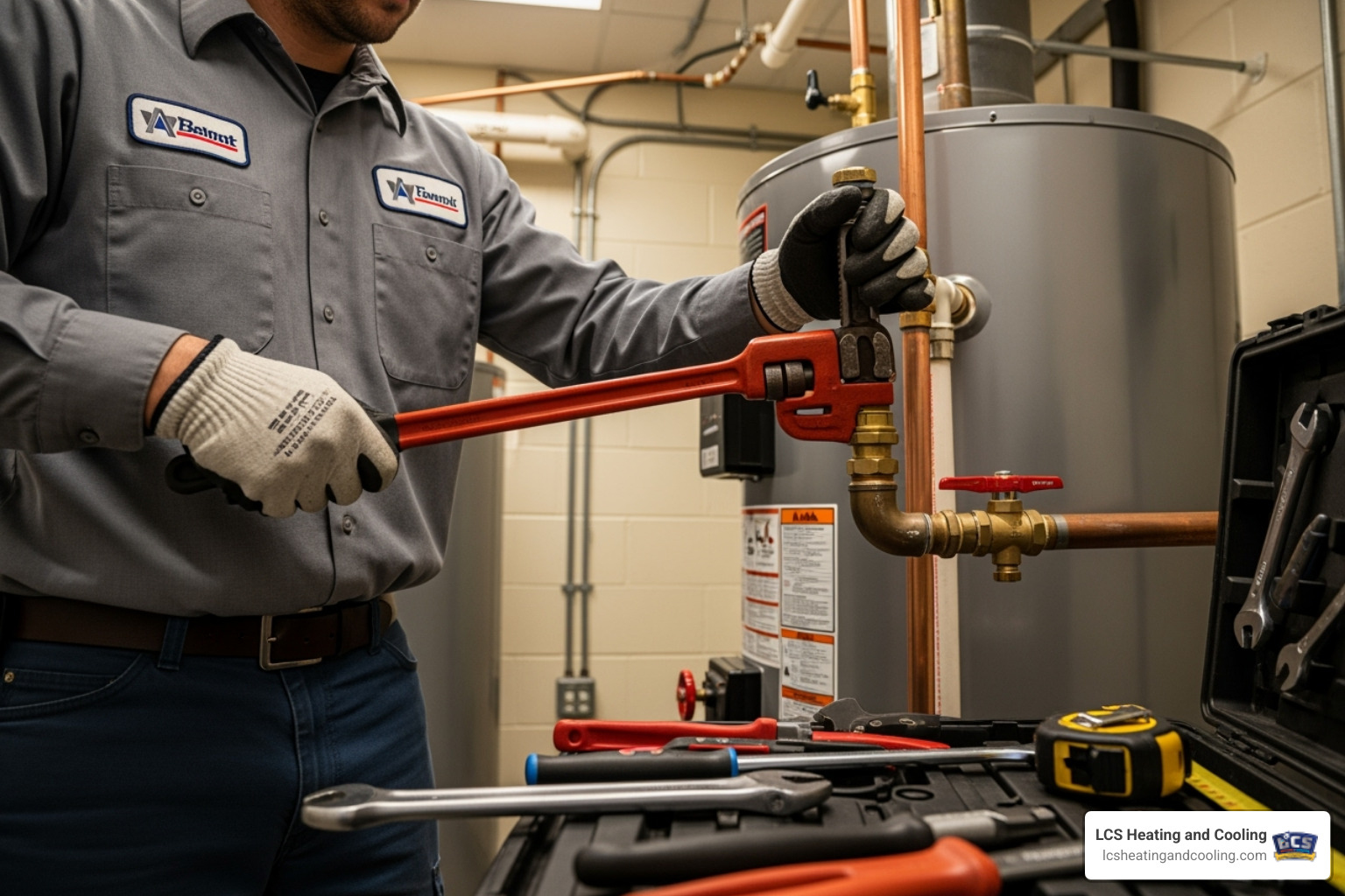of a certified technician performing a water heater installation - water heater installation indianapolis
