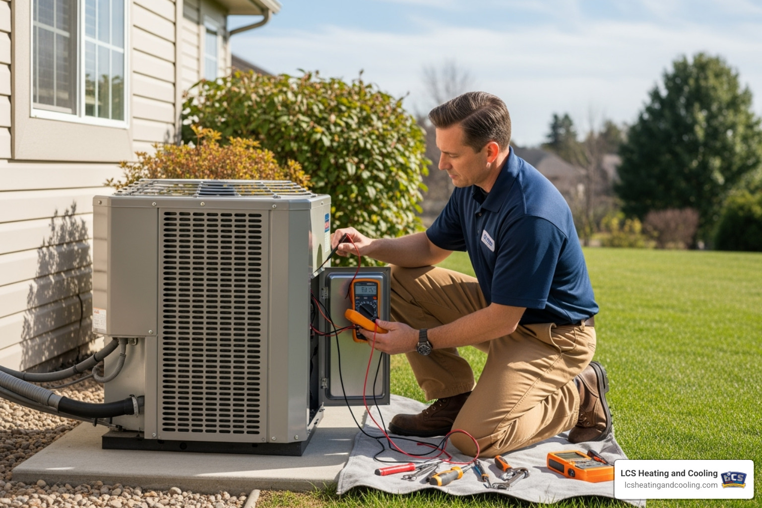 Professional technician servicing a heat pump - heat pump repair indianapolis Professional technician servicing a heat pump - heat pump repair indianapolis