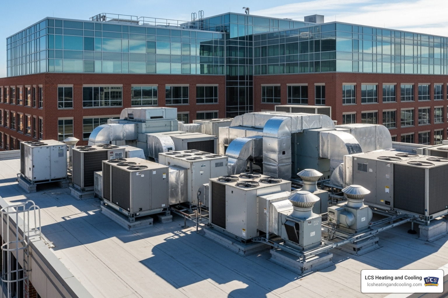 Commercial building with HVAC units on the roof - Furnace repair Zionsville IN