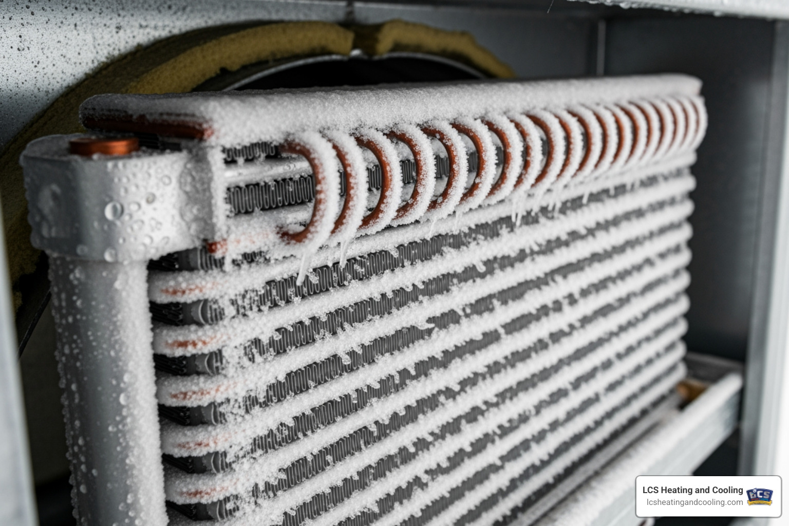 Image of a frozen evaporator coil covered in ice - hvac leaking water in greenwood in Image of a frozen evaporator coil covered in ice - hvac leaking water in greenwood in