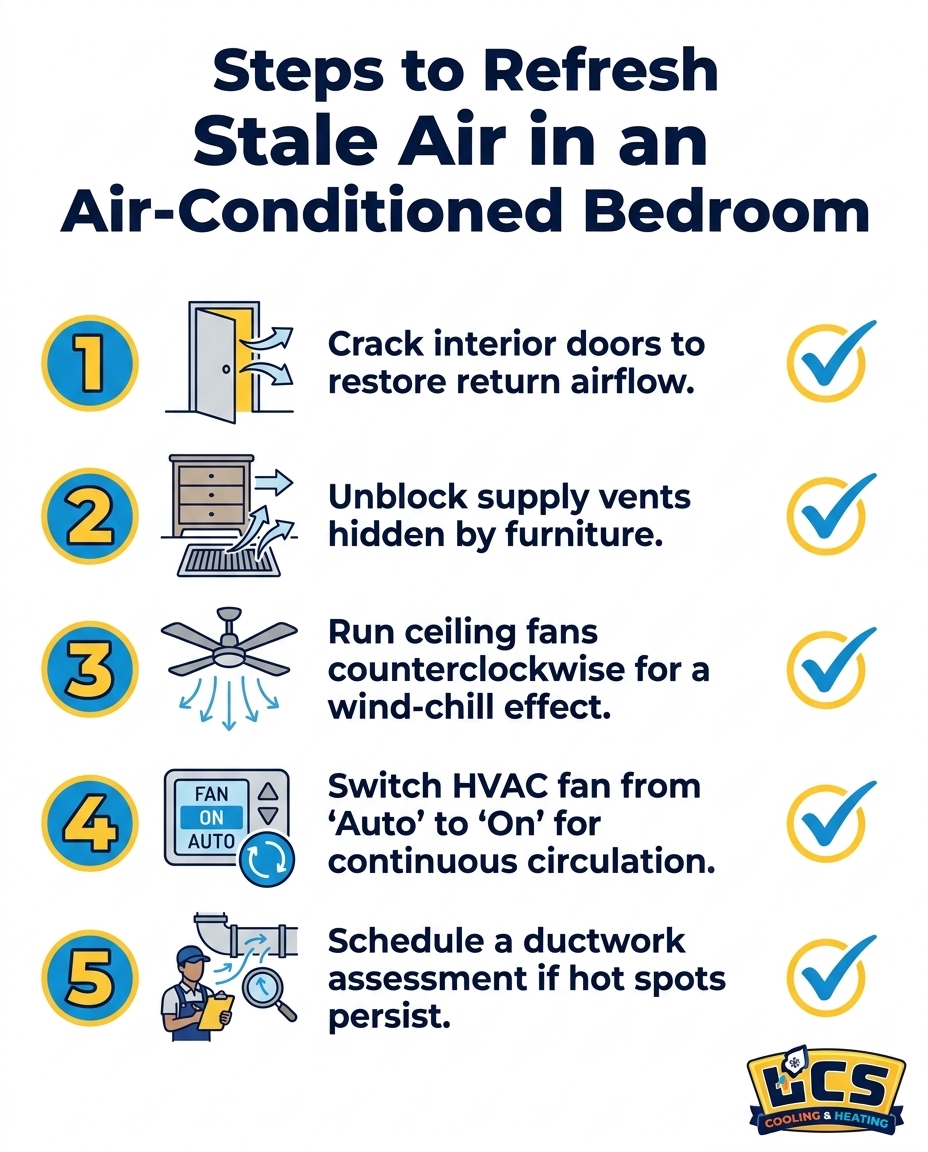 Steps to Refresh Stale Air in an Air-Conditioned Bedroom