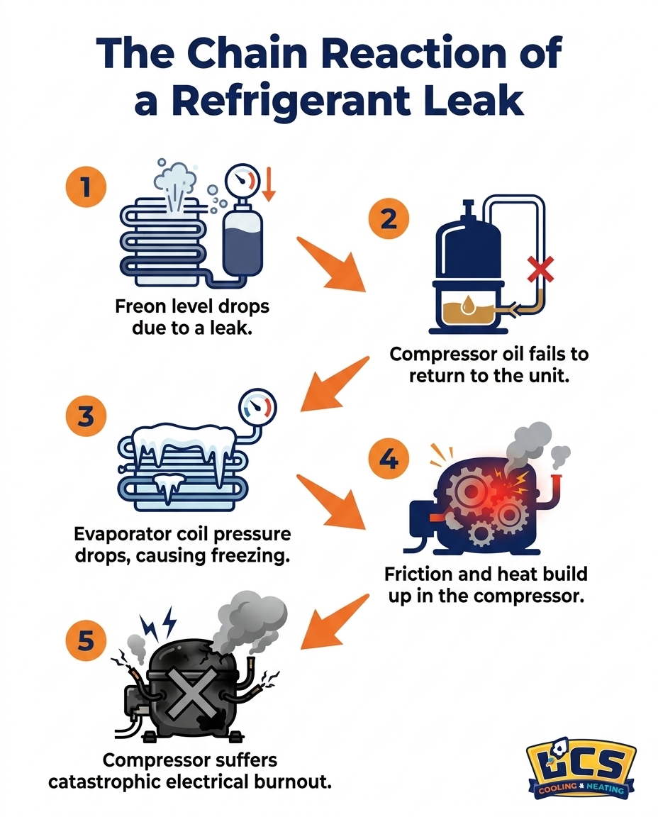 The Chain Reaction of a Refrigerant Leak