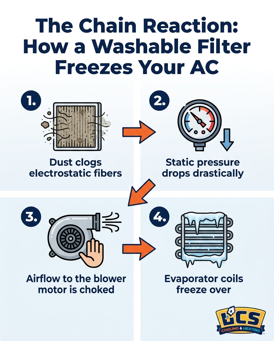 The Chain Reaction: How a Washable Filter Freezes Your AC