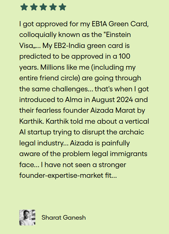 Customer Testimonial: "I got approved for my EB1A Green Card"