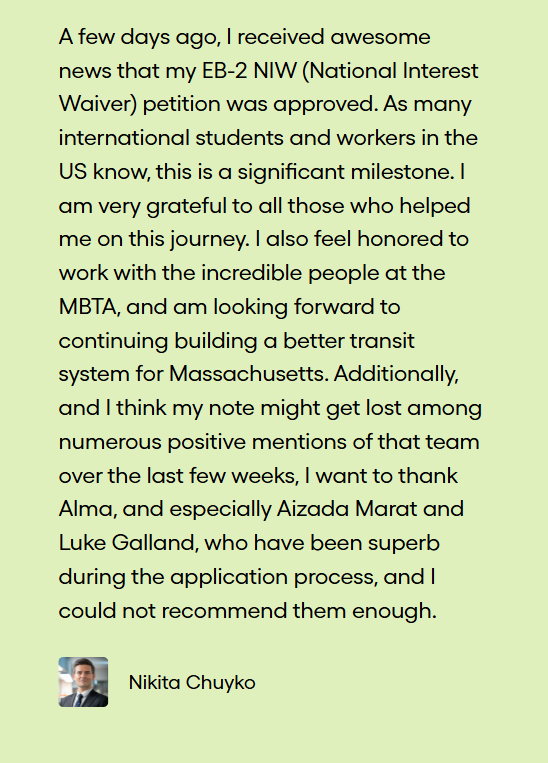 Customer Testimonial: EB-2 NIW