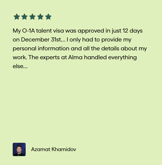 Customer testimonial from Azamat Khamidov