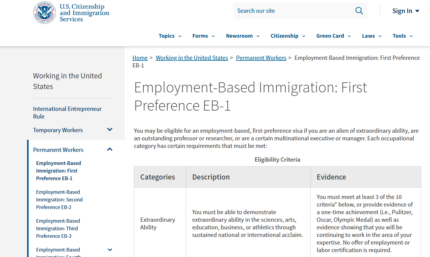 Employment-Based Immigration: First Preference EB-1