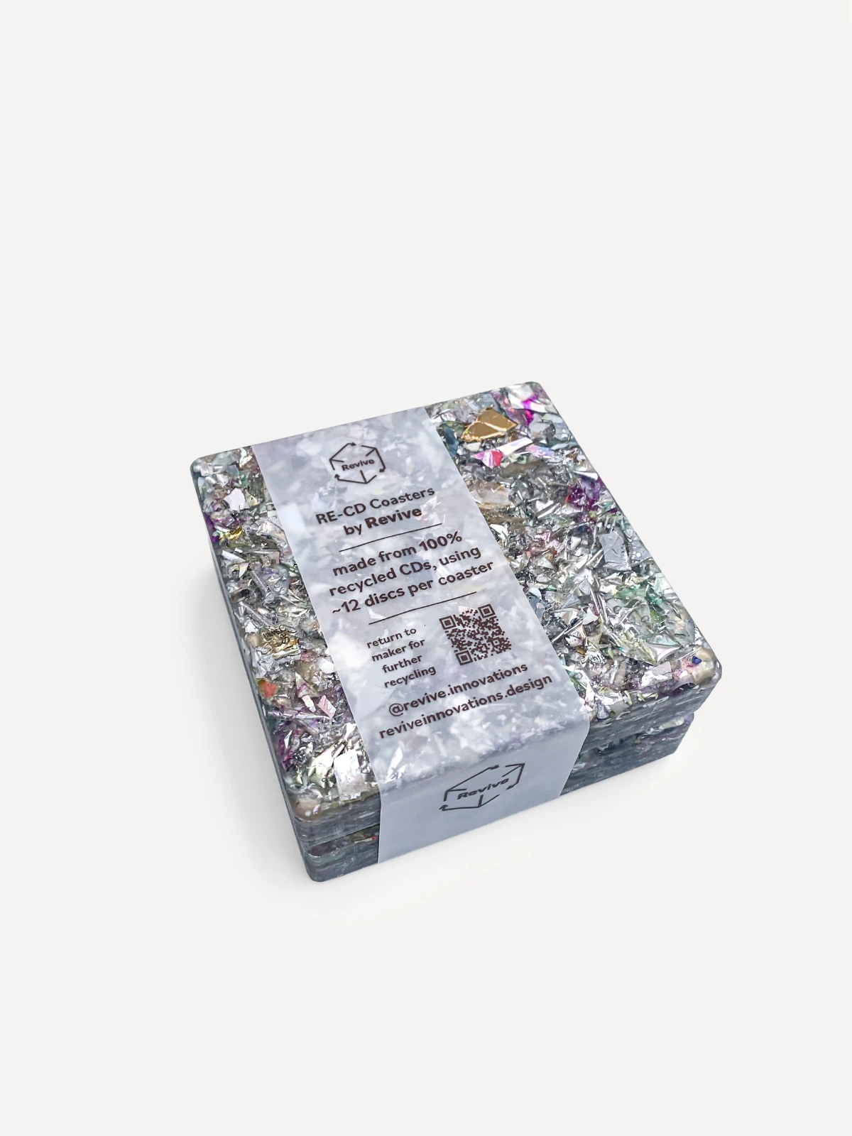 Premium RE-CD Coasters Set Of Two Revive Innovations Krushed
