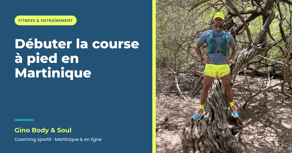Débuter la course à pied en Martinique : le coach Gino Fidelin en tenue de trail sur un sentier en Martinique