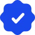 Blue verified badge with a white check mark inside.